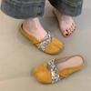 Summer new gentle heelless lazy with skirt temperament bag head wearing half slippers