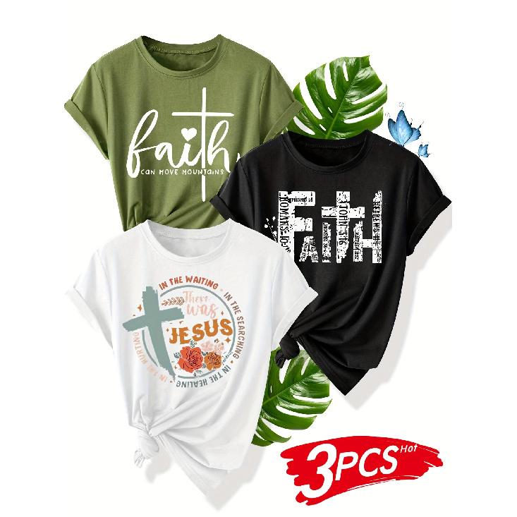 Simple and diverse letter and floral pattern series three-piece set, suitable for family, friends, or sisters. Printed fashion retro style women s 1XL