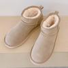 Classic Winter Women Ultra Mini Snow Boots Genuine Cowhide Leather Fur Slippers 2027 New Design Men Short Boot Flat Cotton Shoes
