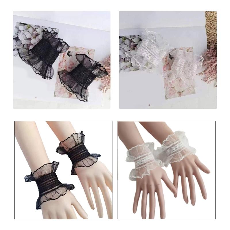 Cosplay Maid Elastic Decorative Wrist Cuffs All-match Detachable Cuffs for Girls