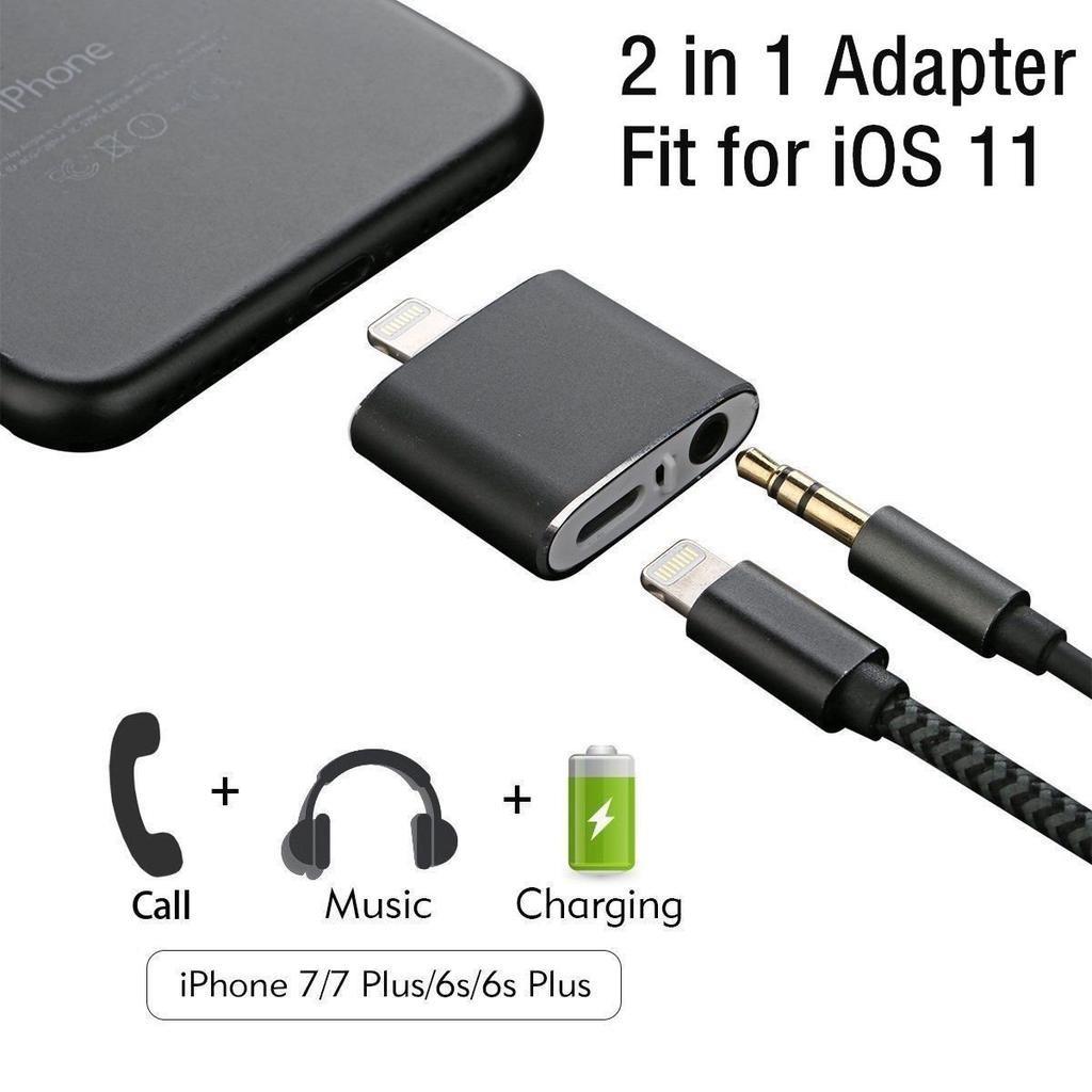 Iphone For X Xs Max 8 7 Plus 2 In1 To Audio Headphone Adapter Charger Cable