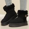 Fashion Ankle Strap Detor Snow Boots for Women Winter Chic Faux Suede Platform Snow Boots Woman Non Slip Warm Plush Booties Mujer