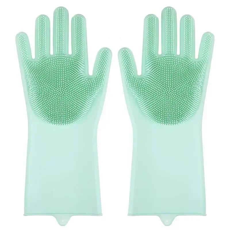 

Silicone Pet Grooming Gloves - Easy Bathing, Hair Removal & Cleaning for Dogs & Cats - Multi-Functional Shampoo Tool светло-зеленый