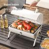 Grătar Portabil de Exterior pe Cărbune cu Coș de Fum pentru Barbecue - Afumător de Carne Portabil pentru Gătit în Curte