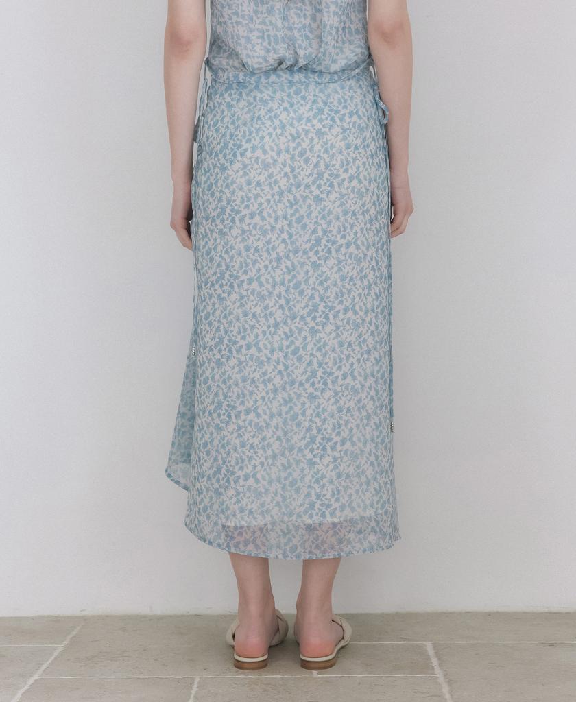 Raphael Sorob Flower Chiffon Shirred Long Skirt