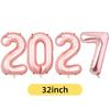 2027 Number Foil Balloons 16/32 Inch Multicolor Floatable Decor for New Year Christmas Graduation Party
