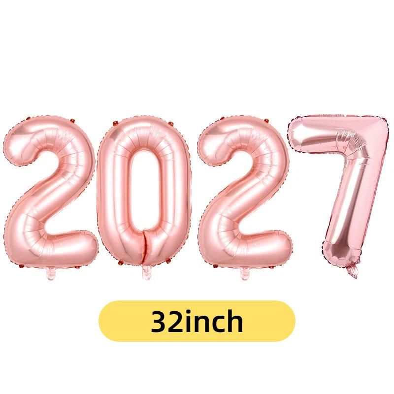 2027 Number Foil Balloons 16/32 Inch Multicolor Floatable Decor for New Year Christmas Graduation Party