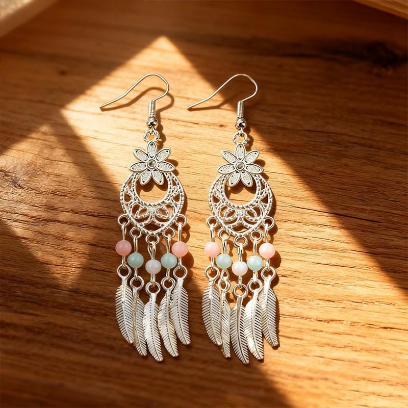 Ethnic Bohemian Long Tassel Earrings Vintage Beach Vacation Jewelry Retro Drop Dangle Ear Accessories For Women