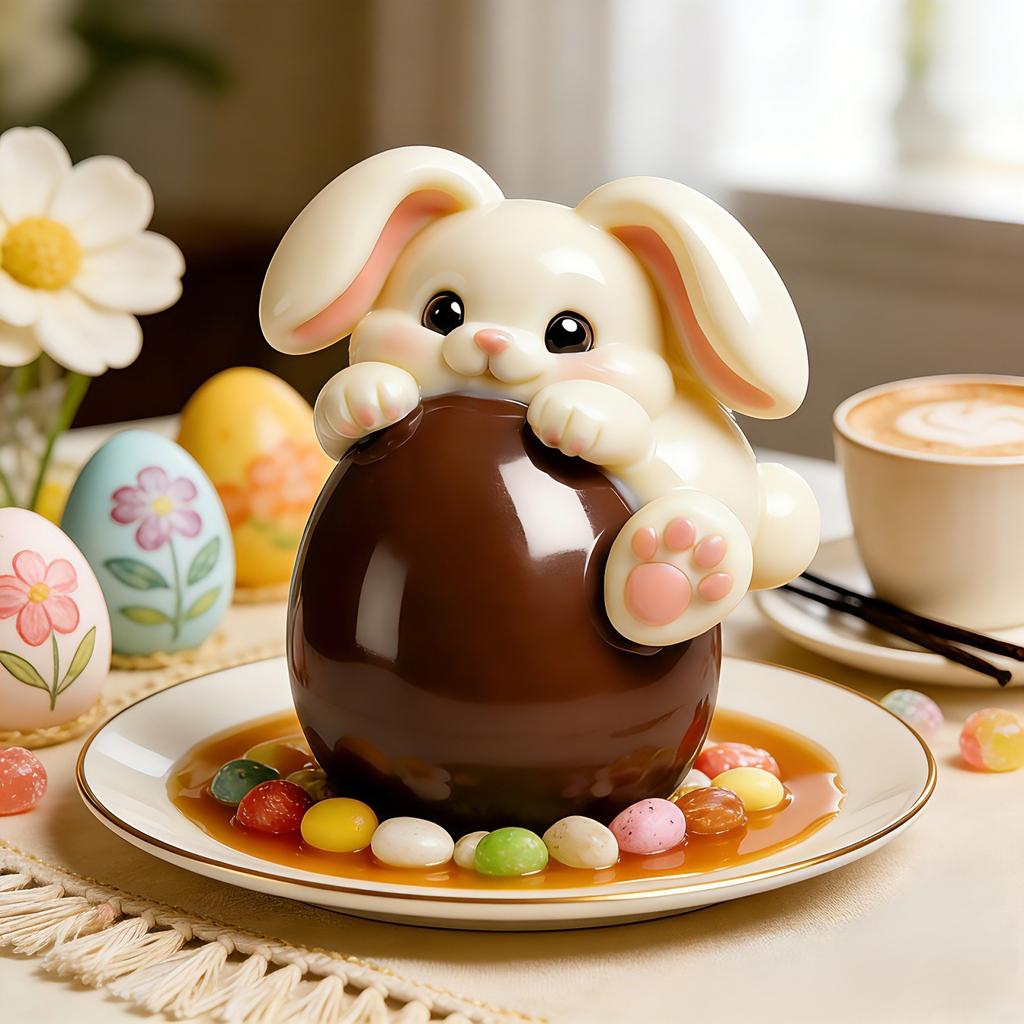 Flexible Silicone Mousse Cake Molds Rabbit Eggs Shaped Shape Chocolate Baking Mould Bakeware for Parties and Celebration