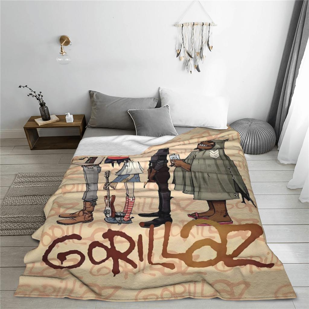 Music Band G-gorillazs Blanket Warm Soft Pattern Plush Throw Blanket For Kids Couch Chair Flannel Bedspread Bed Cover