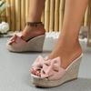 Fashion Bohemia Bowknot Decoration Slip On Sandals Women Summer Sexy Chunky Platform Wedge Heels Outdoor Slides Fashion Beach Slippers