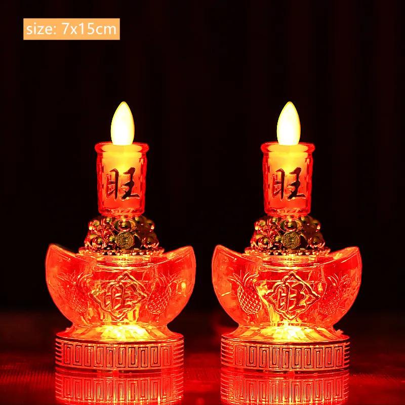 2pcs LED Simulation Flame Candle Lamp Buddhist Electric Light Guanyin Enshrined Ornament Home Fengdhui Decoration