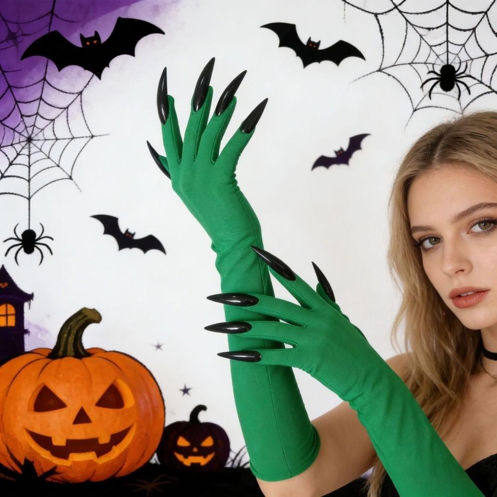 Solid Color Witch Cosplay Costume Fancy Props Ghost Claw Mittens Halloween Cosplay Gloves  Women