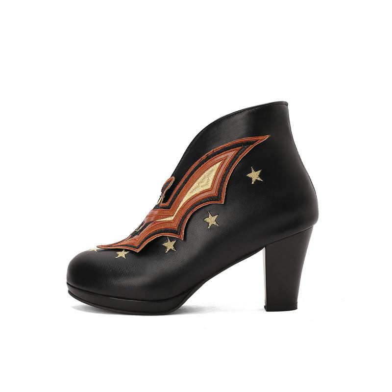 Women's High-heeled Single Shoes Spring and Autumn Waterproof Table Thick-heeled Color Matching Large-size Single Shoes
