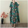 Women's Vintage Long Dress with Cotton and Linen Patterns