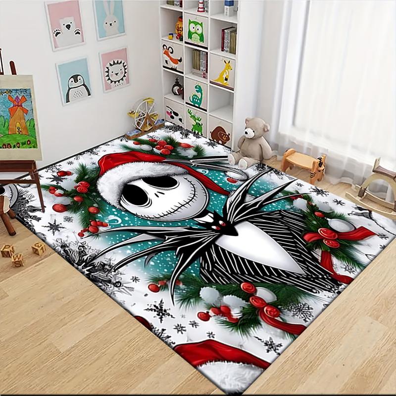 1Pc Christmas Jack Skellington Carpet Rug Soft Washable Antislip Home Living Room Sofa Mats Personalized Christmas Rug
