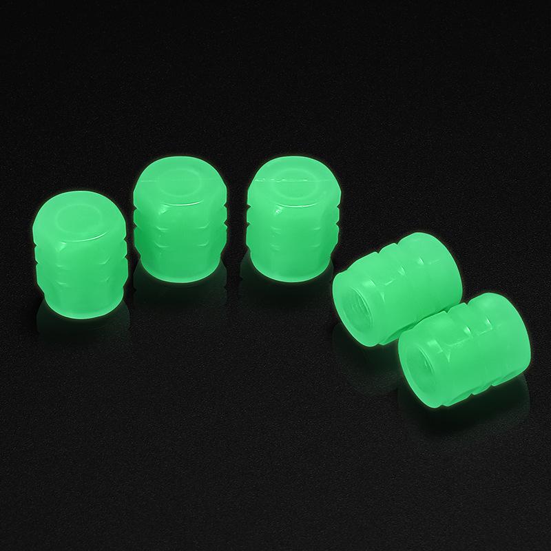 4 Waterproof Luminous Caps for Car Tire Valves and Tire Fitting Tools