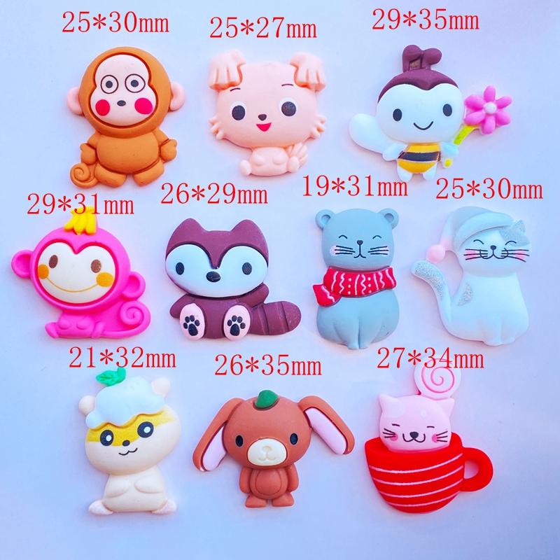 10pcs New Cute Resin Mini Cartoon Animal Flat back Cabochon Scrapbook Kawaii DIY Embellishments Accessories