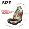 2pcs Vintage Floral Bird Car Seat Covers - Elegant Floral Pattern With Pink Peonies & Bluebirds, Durable Polyester, Fit For Cars