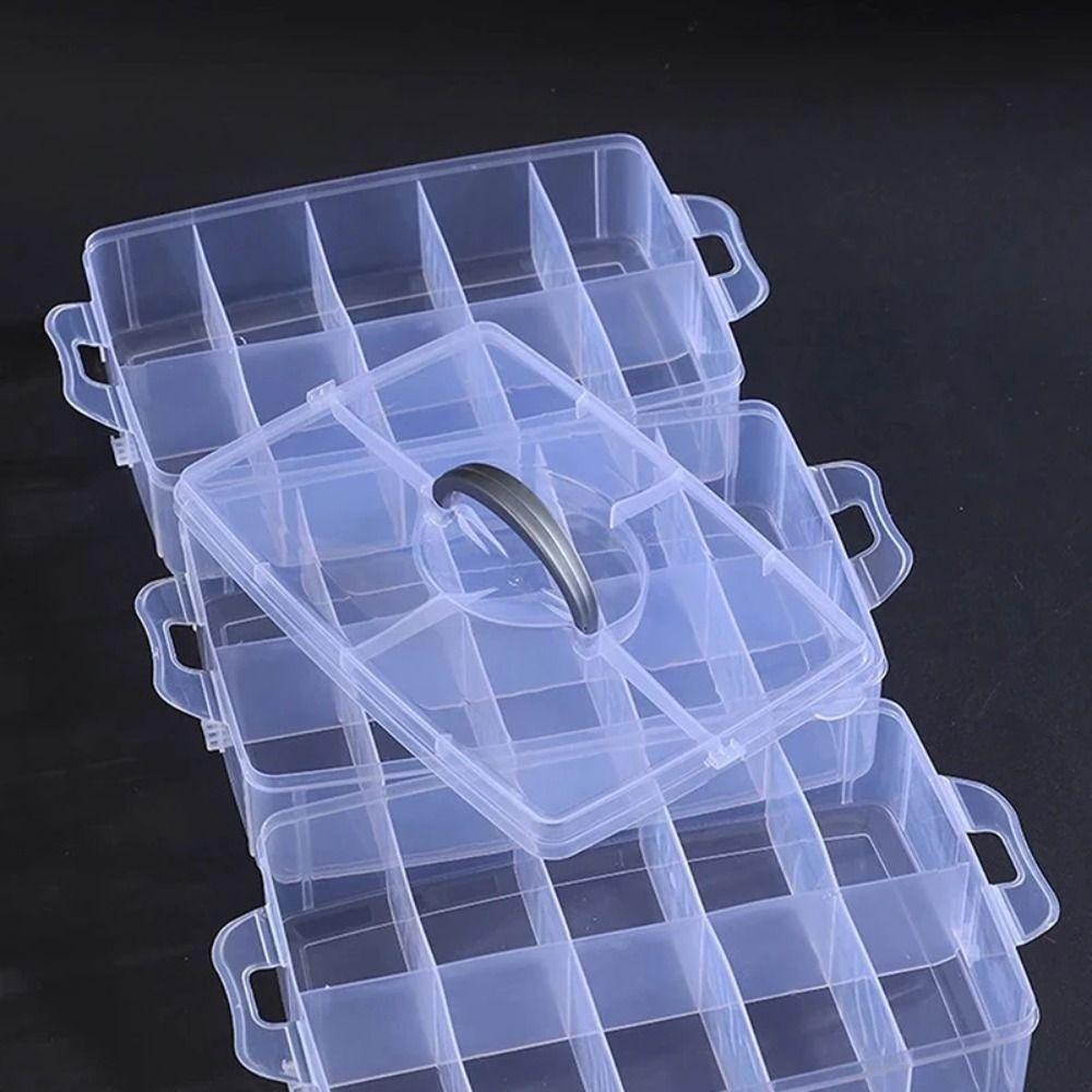 3 Tiers Removable Storage Case Clear with Handle Stackable Storage Container Visible Adjustable Compartments