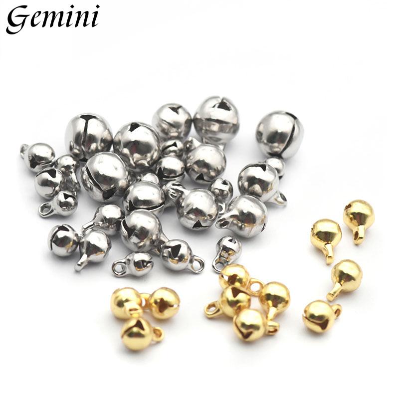 100Pcs 316L Stainless Steel Bells Gold Silver Mini Bells DIY Handcraft Jewelry Clothes Dolls Decoration Gift Sewing Accessories