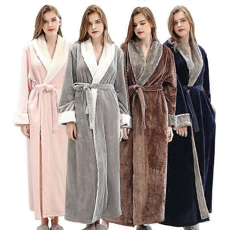 Dames Badjas Winter Warm Zacht Fleece Lange Badjassen