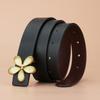 Leather Belt Formal Suit Casual Pants Belt Women's Waist Belt Slim Flower Smooth Plate Buckle