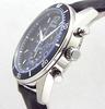 Citizen Eco-Drive Chronograph Solar Watch VO10-6741F Black Leather Band Blue Base Domestic Model