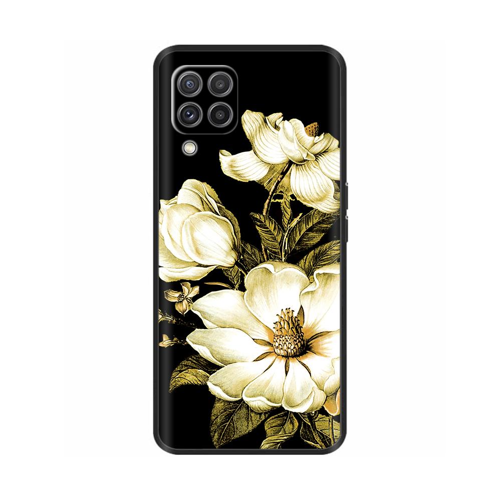 For Samsung A12 M12 F12 Case Stylish Painted Cover Soft Liquid Silicone Phone Case For Galaxy A12 A M F 12 Fundas TPU Capa Black