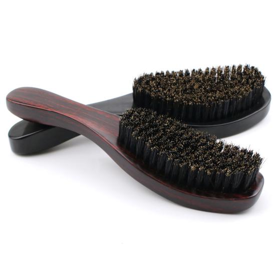Men Beard Brush with Ergonomic Wooden Handle, Multi-function Boar Bristle Mustache Brush, Portable Beard Grooming Styling Tools