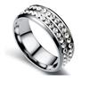 Korean Style Titanium Steel Double-Row Diamond Couple Ring - Fashionable Stainless Steel Jewelry for Women