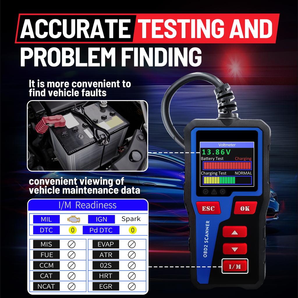 AT300 Car Code Reader OBD2 Car Code Scanner Fault Code Reader Scanner CAN Diagnostic Tool for All OBDII Protocol Cars