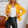 BITCED Spring/Autumn Women's Leather Jacket - Short Fit, Slim-Cut, Lightweight Leather Coat, Biker Style