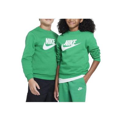 Nike Sportswear Club Fleece Logo Print Ribbed Crewneck Sweatshirt Kids Sweatshirt Green FD2992-324