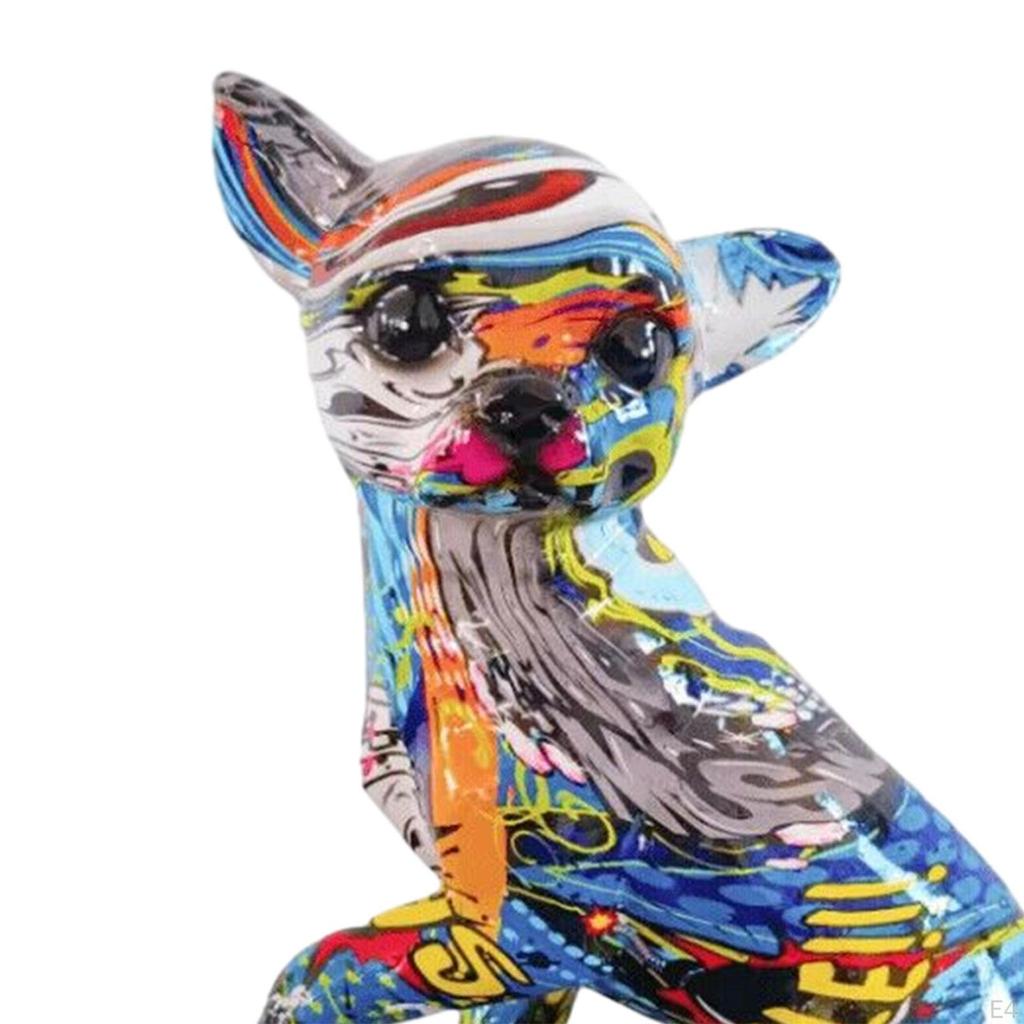 Colorful Chihuahua Sculpture: Modern Dog Figurine for Home Display