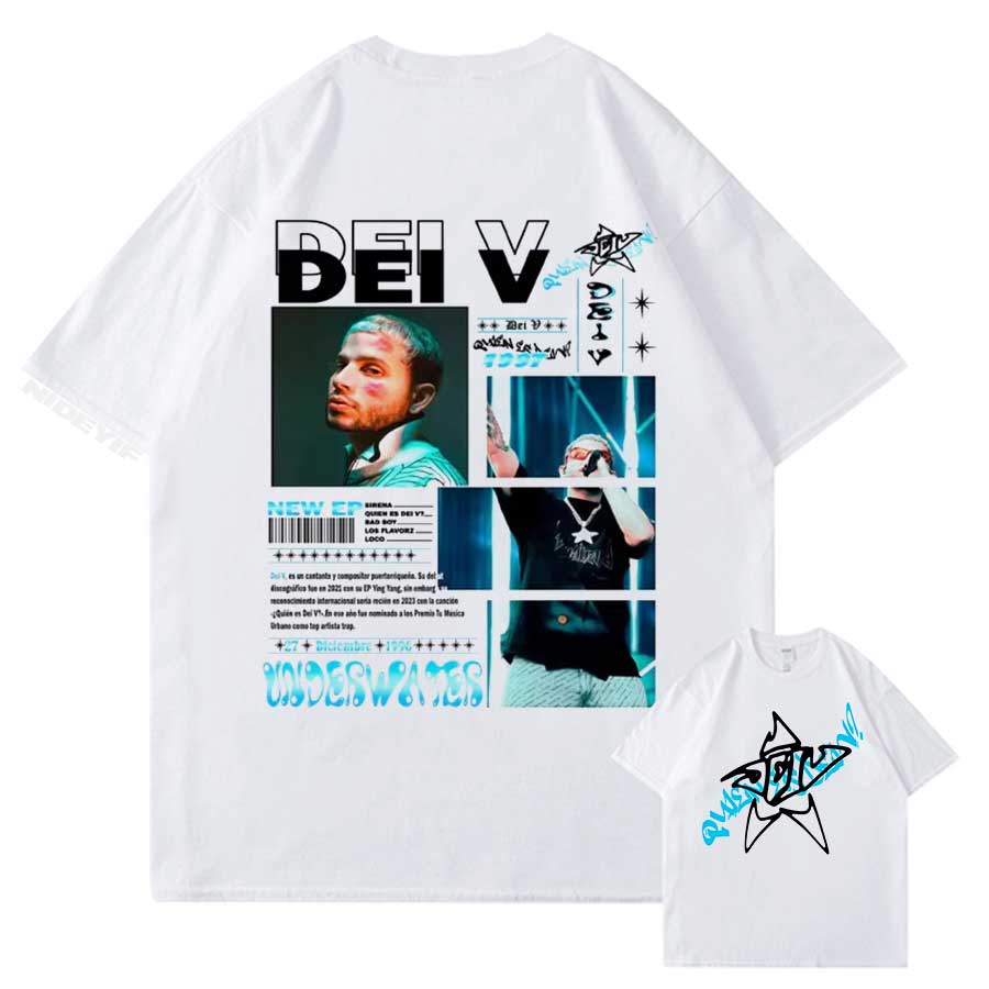 Quien Es Dei V Underwater 2025 Tour Graphic T Shirt for Unisex Women Hiphop Streetwear Oversized Tops 100 Cotton TShirt EDV1