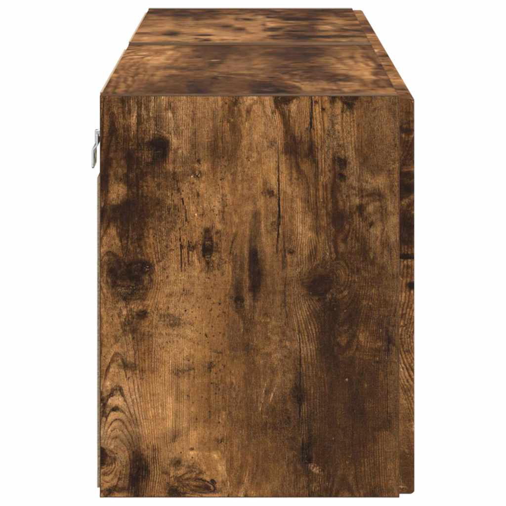 Wall Mounted TV Cabinet Set 2 pcs Smoked Oak Finish 59.5 x 31 x 40 cm