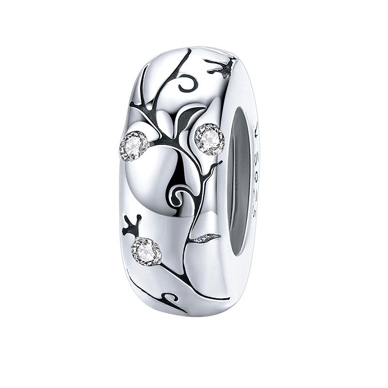 WOSTU Real 925 Sterling Silver 15 Styles Pet Vintage Heart Spacer Stopper Beads fit Wostu original Charm Bracelet Jewelry CQC593