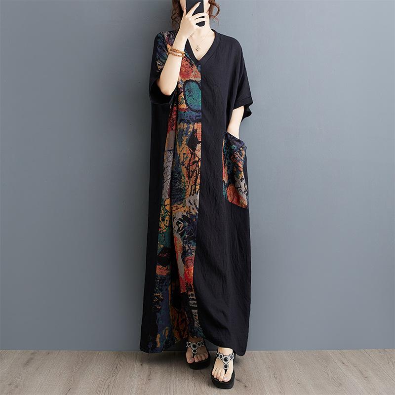 Short Sleeve Oversized Cotton Vintage New In Dresses for Women Casual Loose Maxi Long Summer Dress Elegant Clothing