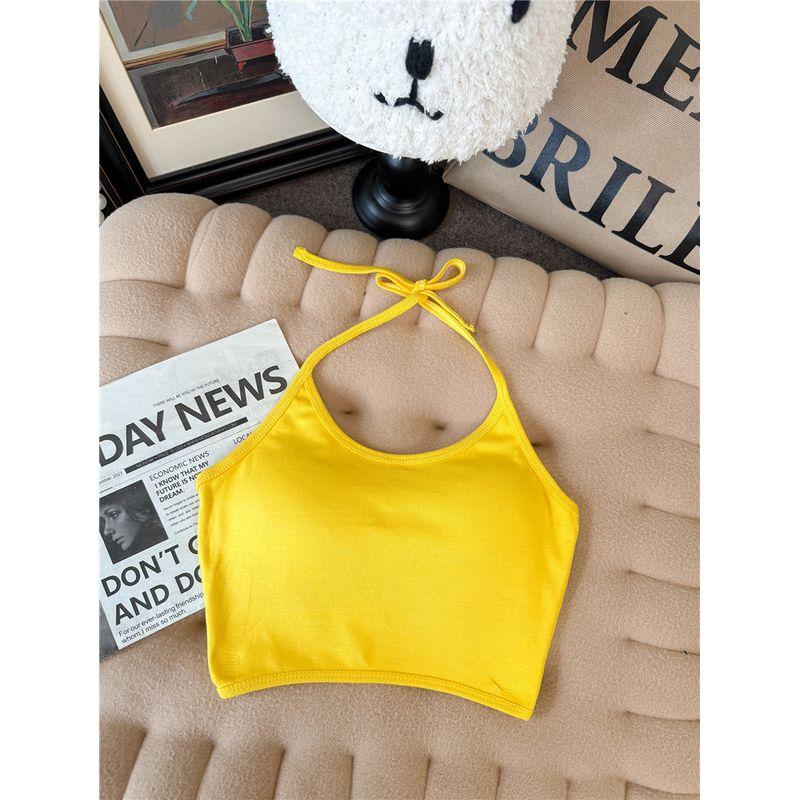 Kumikumi Pure Desire Wind Blue Hanging Neck Cami Women clothes Summer Age Reduction With Chest Pad Beauty Back Sleeveless Top