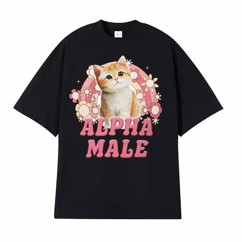 

Alpha Male Cute Kitten Rainbow T Shirt Men Women Funny Cat Meme Graphic T Shirts Fashion Vintage Short Sleeve T-shirt Streetwear S