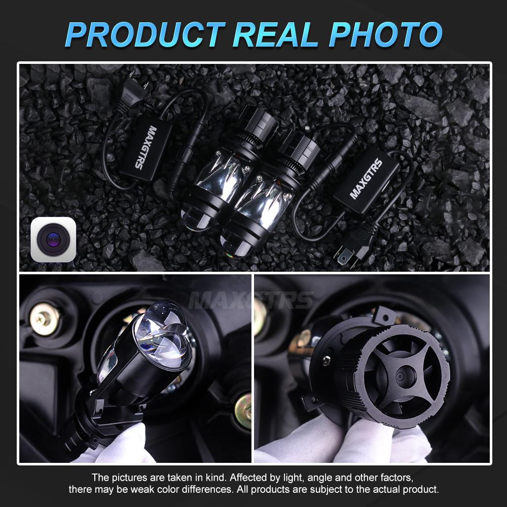 MAXGTRS 1/2x H4 9003 Hi/Lo Beam LED Mini Projector Lens Headlight Canbus Automobile Lamp LHD 12000LM Focused Motorcycle Light