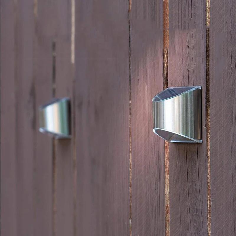 2Pcs Stainless Steel Solar Wall Lights Courtyard Waterproof Outdoor Lighting Emergency Patio Step For Garden Fence and Street