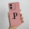 For vivo Y28 4G Case vivo Y28 4G Cover Cute Initial Letters Square Liquid Soft Silicone Phone Case Matte Shockproof Back Cover