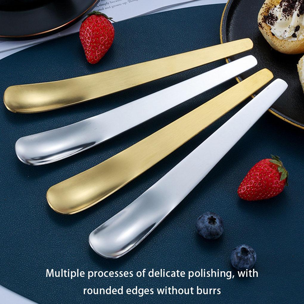Lingură Desert Tort Agitare Ceai Plat Lingură de Înghețată Tacâmuri Metal Integrate Margine Netedă Mâner Lung Polonice Picnic
