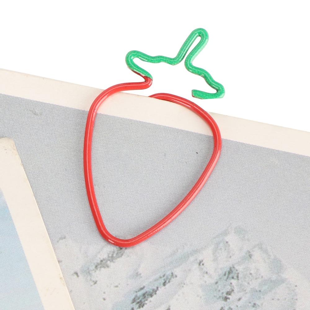 20Pcs 2‑Color Paper Clips Strawberry shaped Plastic-coated Metal Fruit Shaped Paper Clips Prevent Slip 3*1.7cm