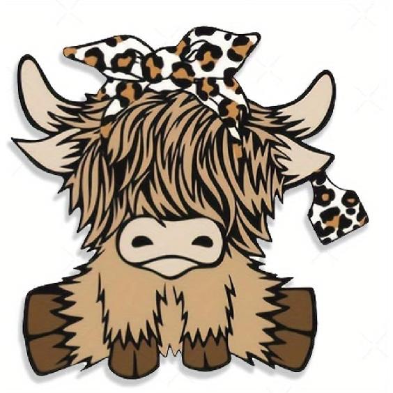 2pcs Cute Highland Cow Stickers - Stylish & Simple Design Decals for Cars, Trucks, Motorcycles, Laptops, Water Bottles, Walls, Mugs, Toolboxes