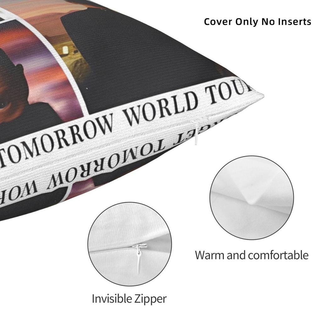Federe Stampa Justin Timberlake World Tour Copricuscino Coperta Cuscino Coperta Y2K Decorazioni per la Casa Quadrato Multimisura