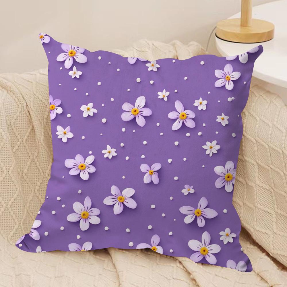 Romantic DaisyPrint Spring Cushion Cover Silky Short Plush DoubleSided Printed Pillow Case for Sofa All Seasons Home Decor Gift