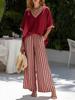 Gestreiftes Weitbein-Hosen-Set Damen Urlaubsstil Zweiteiliges Outfit Sommerurlaubsstil